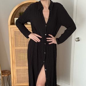 Zara Crinkle Button Dress